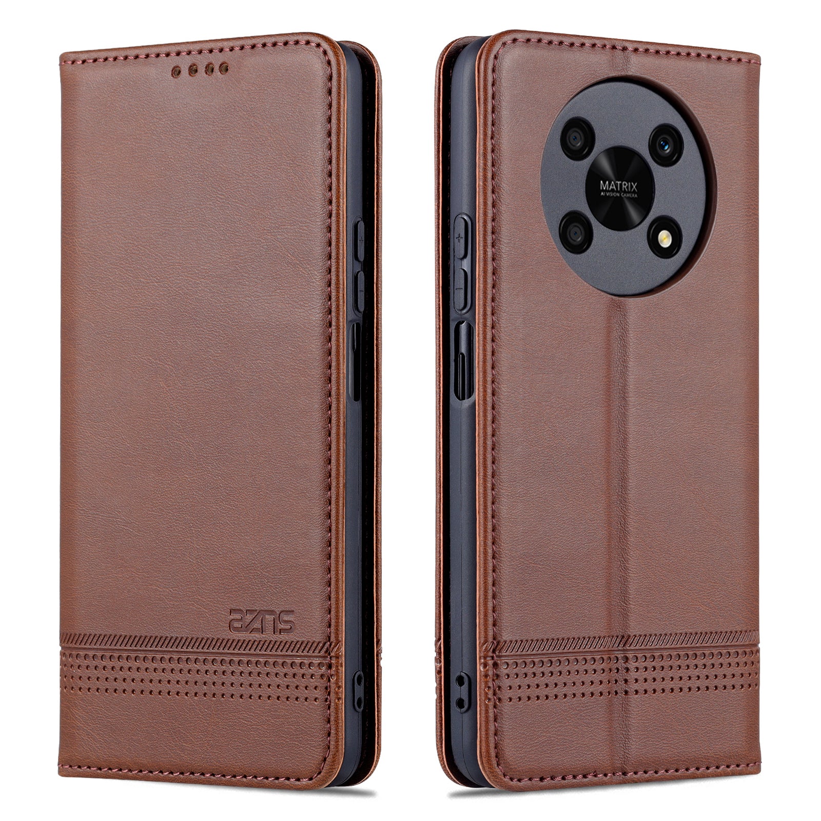 AZNS For Honor X30 / X9 5G / Magic 4 Lite 5G Magnetic Auto-absorbed Textured PU Leather Wallet Stand Protective Phone Case Cover