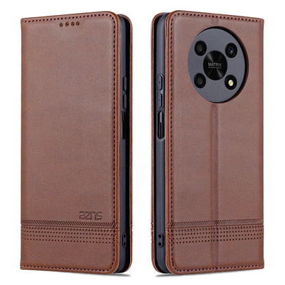 AZNS For Honor X30 / X9 5G / Magic 4 Lite 5G Magnetic Auto-absorbed Textured PU Leather Wallet Stand Protective Phone Case Cover