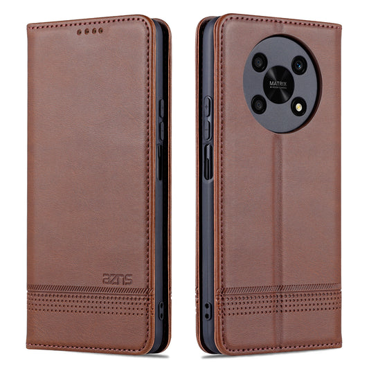 AZNS For Honor X30 / X9 5G / Magic 4 Lite 5G Magnetic Auto-absorbed Textured PU Leather Wallet Stand Protective Phone Case Cover