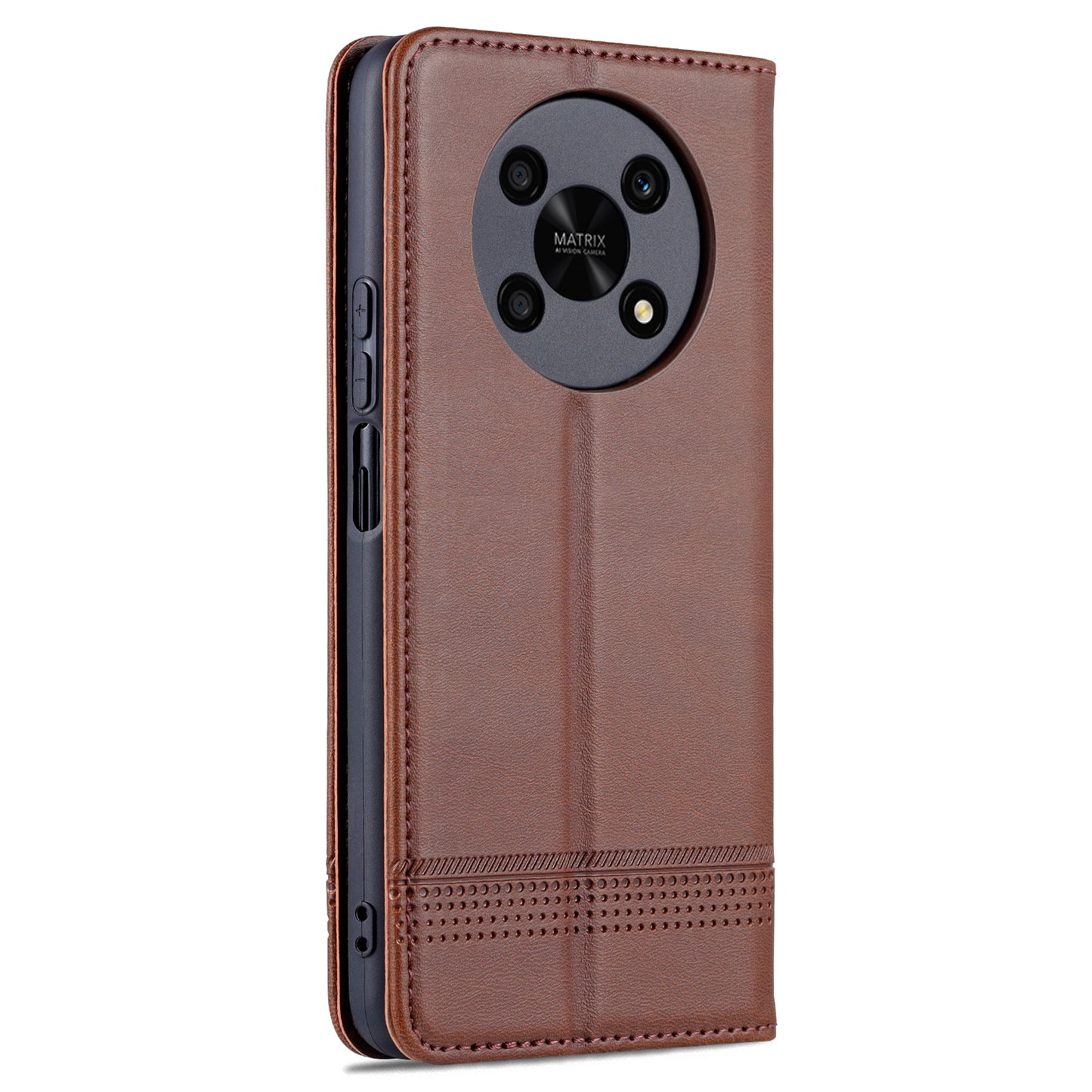 AZNS For Honor X30 / X9 5G / Magic 4 Lite 5G Magnetic Auto-absorbed Textured PU Leather Wallet Stand Protective Phone Case Cover