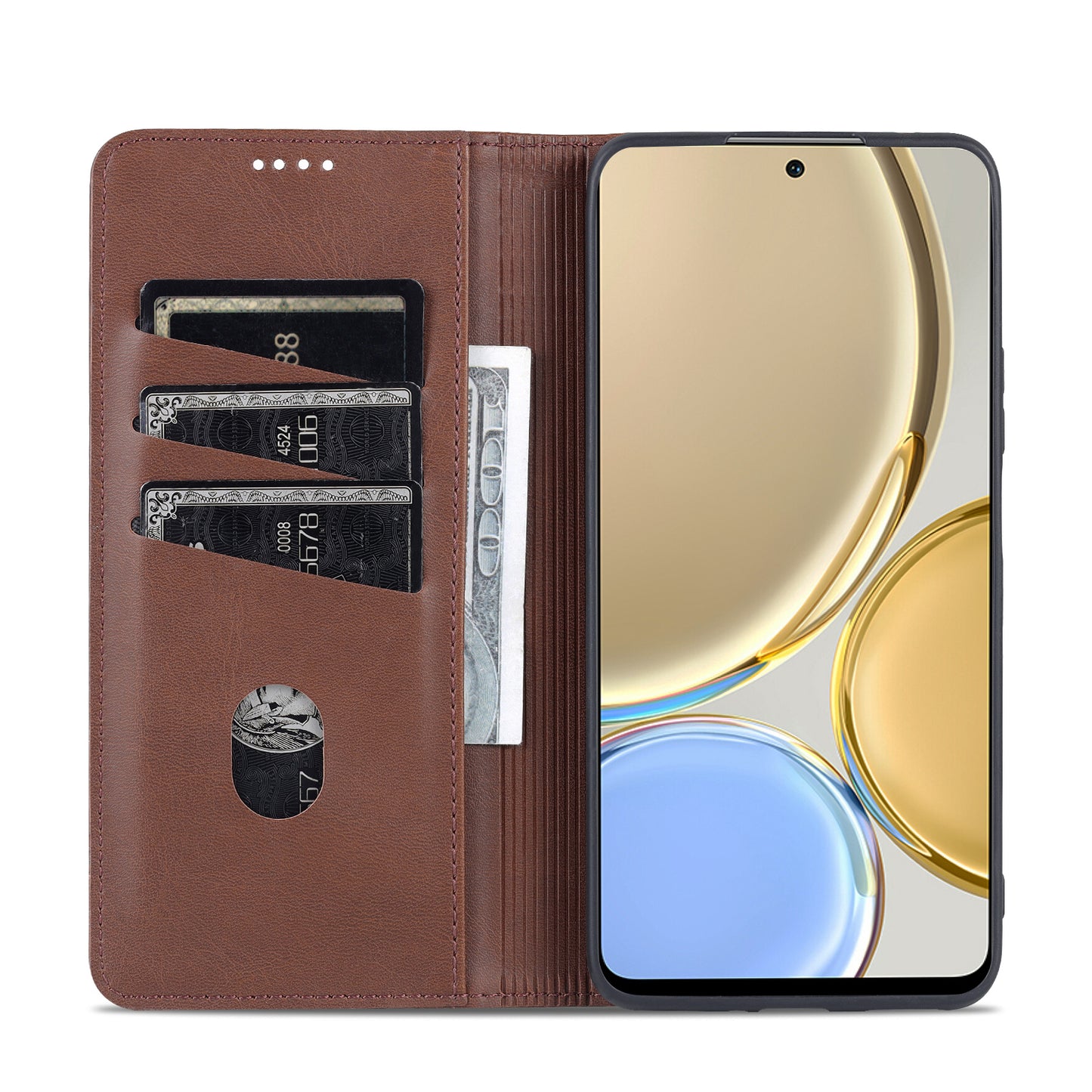 AZNS For Honor X30 / X9 5G / Magic 4 Lite 5G Magnetic Auto-absorbed Textured PU Leather Wallet Stand Protective Phone Case Cover