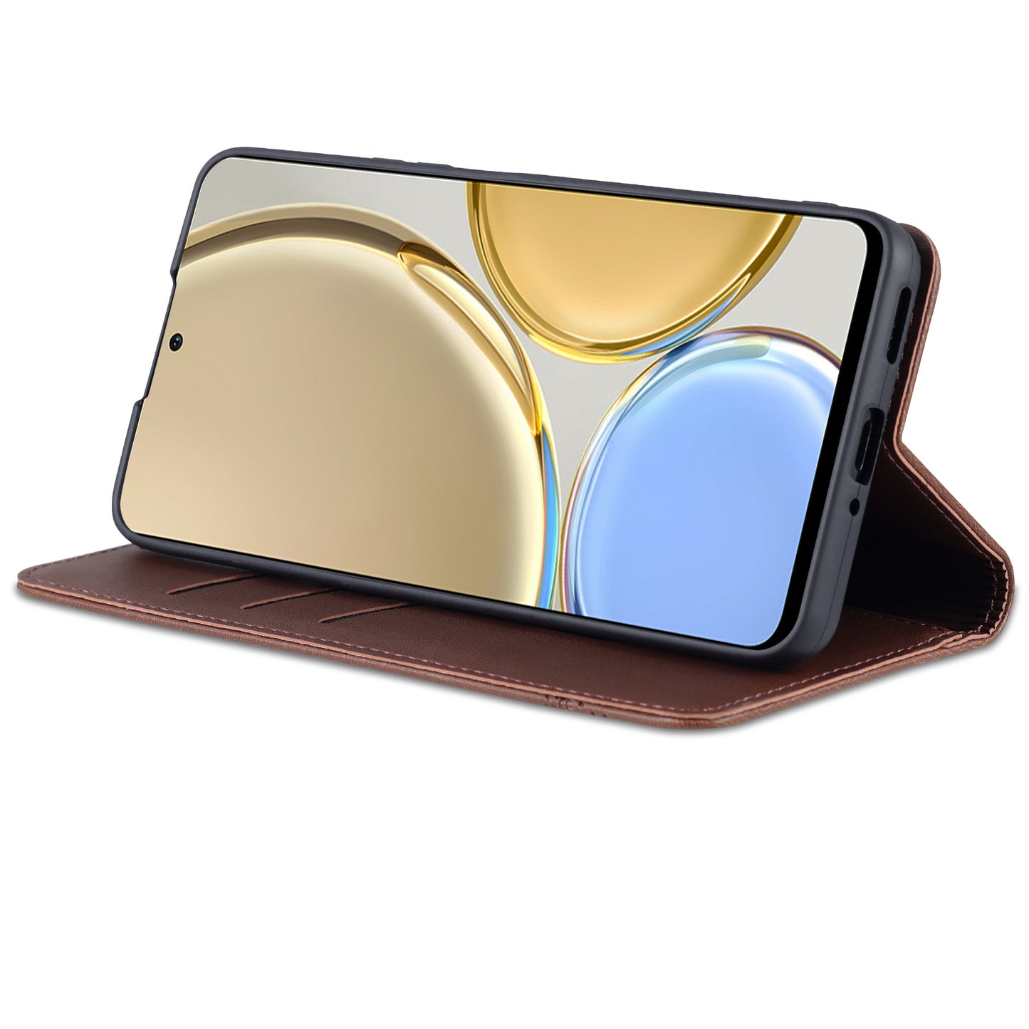 AZNS For Honor X30 / X9 5G / Magic 4 Lite 5G Magnetic Auto-absorbed Textured PU Leather Wallet Stand Protective Phone Case Cover