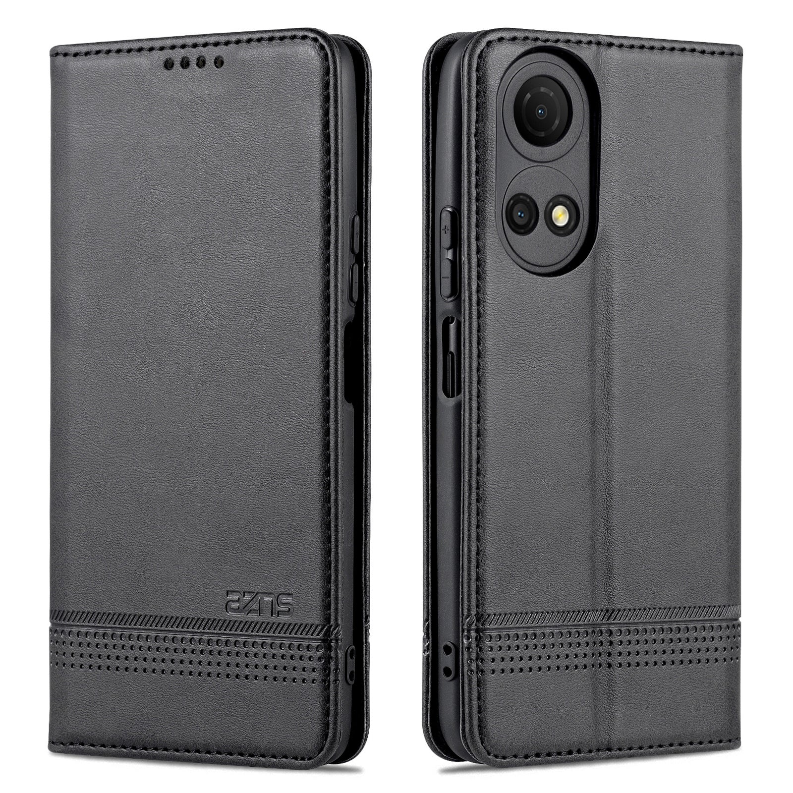 AZNS For Honor Play 30 Plus Textured Leather Phone Case Magnetic Auto-absorbed Cover with Wallet Stand
