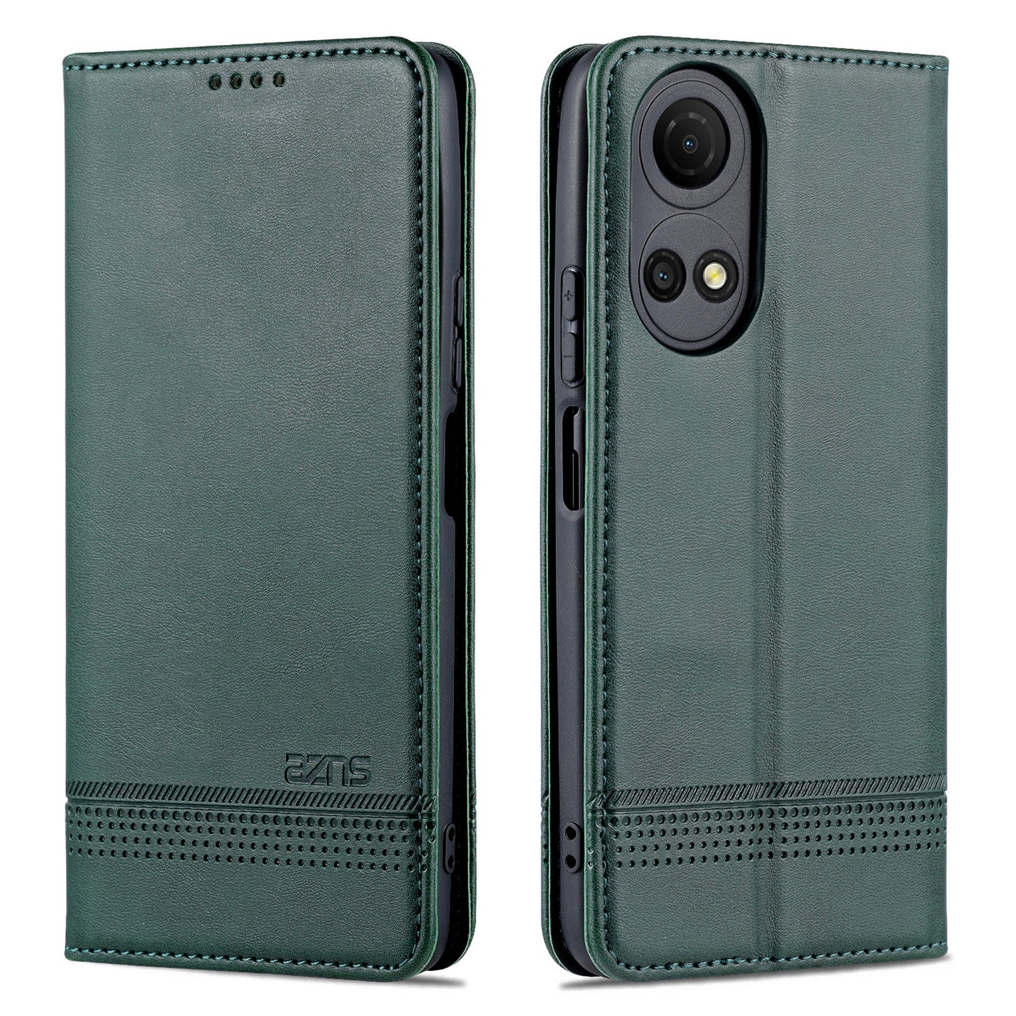 AZNS For Honor Play 30 Plus Textured Leather Phone Case Magnetic Auto-absorbed Cover with Wallet Stand