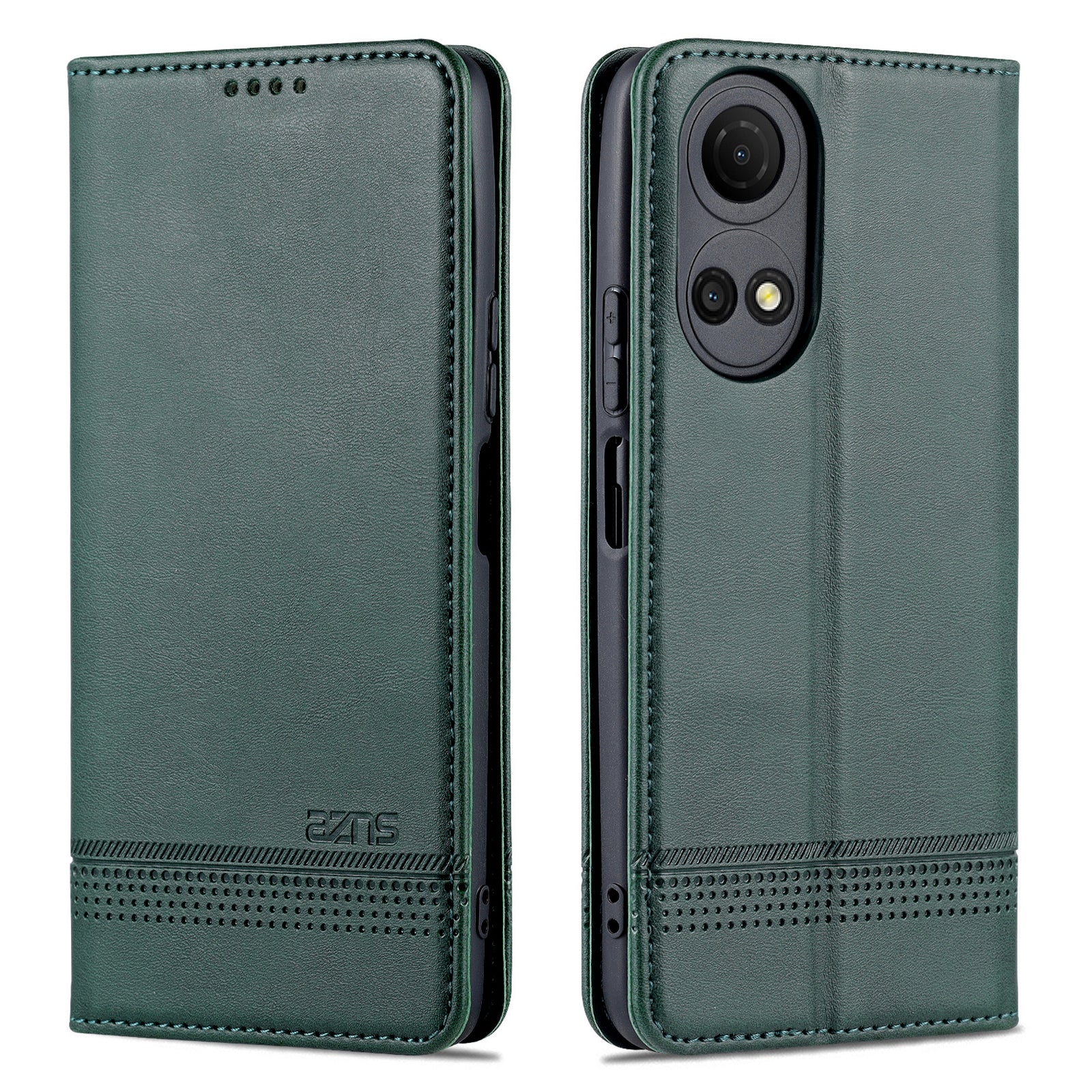 AZNS For Honor Play 30 Plus Textured Leather Phone Case Magnetic Auto-absorbed Cover with Wallet Stand