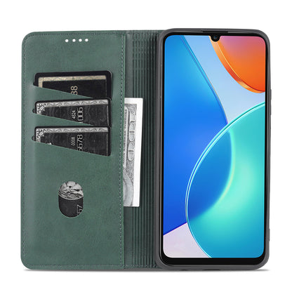AZNS For Honor Play 30 Plus Textured Leather Phone Case Magnetic Auto-absorbed Cover with Wallet Stand