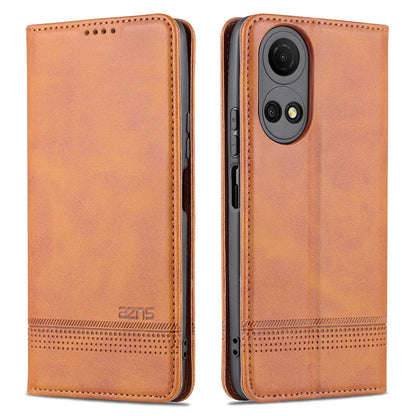 AZNS For Honor Play 30 Plus Textured Leather Phone Case Magnetic Auto-absorbed Cover with Wallet Stand