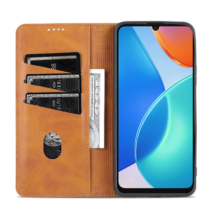 AZNS For Honor Play 30 Plus Textured Leather Phone Case Magnetic Auto-absorbed Cover with Wallet Stand