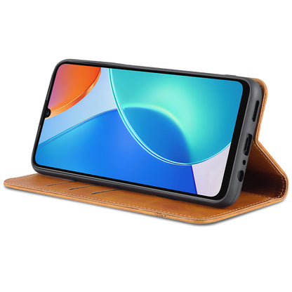 AZNS For Honor Play 30 Plus Textured Leather Phone Case Magnetic Auto-absorbed Cover with Wallet Stand