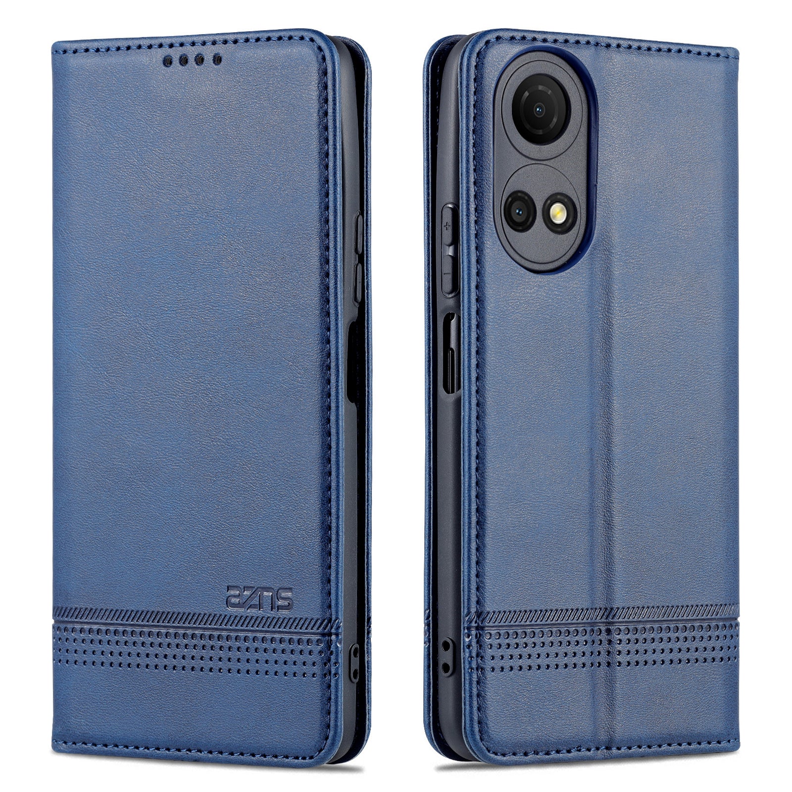AZNS For Honor Play 30 Plus Textured Leather Phone Case Magnetic Auto-absorbed Cover with Wallet Stand