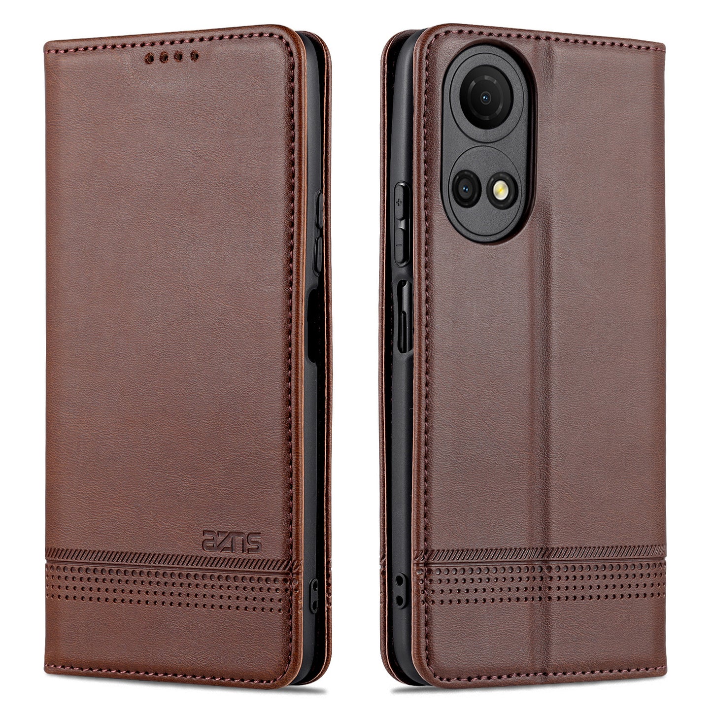 AZNS For Honor Play 30 Plus Textured Leather Phone Case Magnetic Auto-absorbed Cover with Wallet Stand
