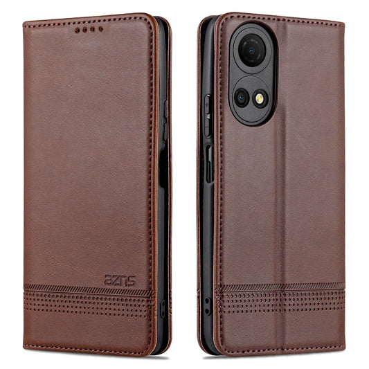 AZNS For Honor Play 30 Plus Textured Leather Phone Case Magnetic Auto-absorbed Cover with Wallet Stand
