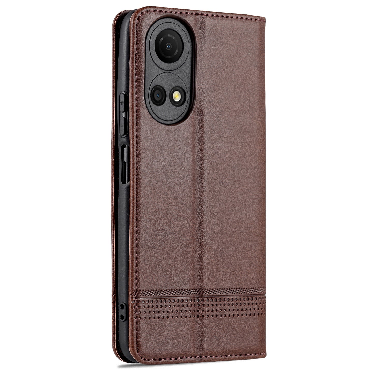 AZNS For Honor Play 30 Plus Textured Leather Phone Case Magnetic Auto-absorbed Cover with Wallet Stand