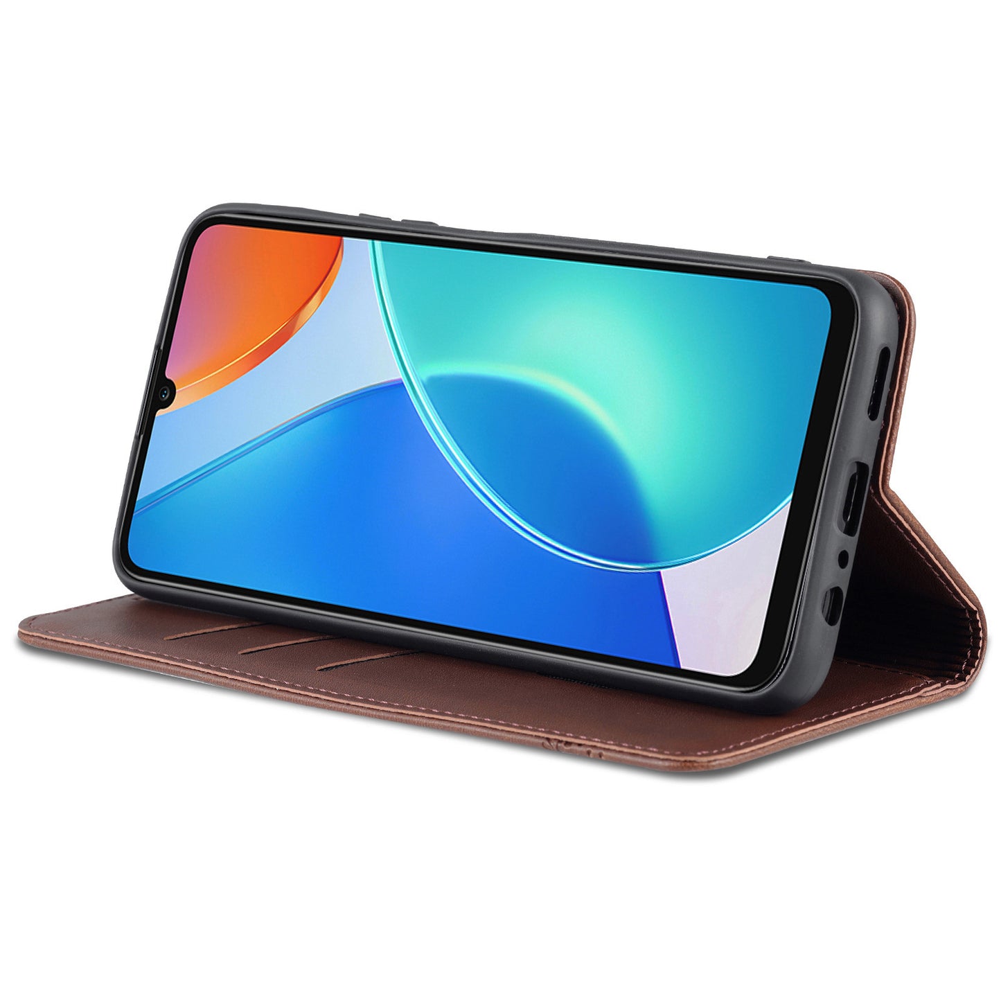 AZNS For Honor Play 30 Plus Textured Leather Phone Case Magnetic Auto-absorbed Cover with Wallet Stand