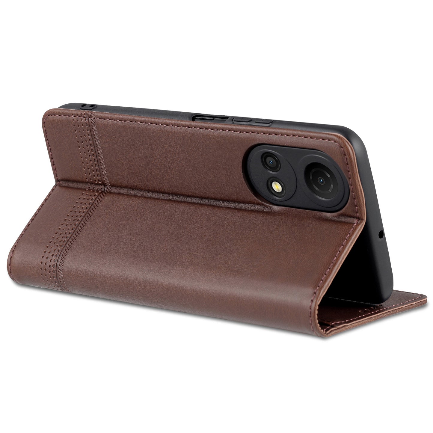 AZNS For Honor Play 30 Plus Textured Leather Phone Case Magnetic Auto-absorbed Cover with Wallet Stand