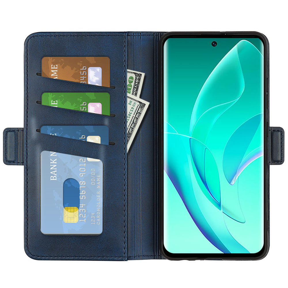 For Honor 60 Pro Textured Business Elegant Phone Cover PU Leather Flip Folio Book Stand Wallet Case