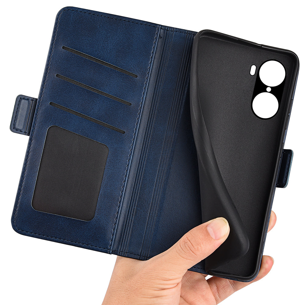 For Honor 60 Pro Textured Business Elegant Phone Cover PU Leather Flip Folio Book Stand Wallet Case
