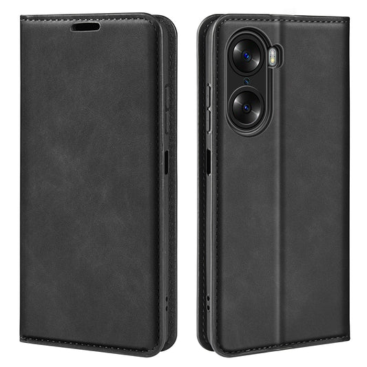 For Honor 60 Skin-touch Feeling PU Leather Flip Wallet Cover Stand Magnetic Adsorption Shockproof Folio Book Case