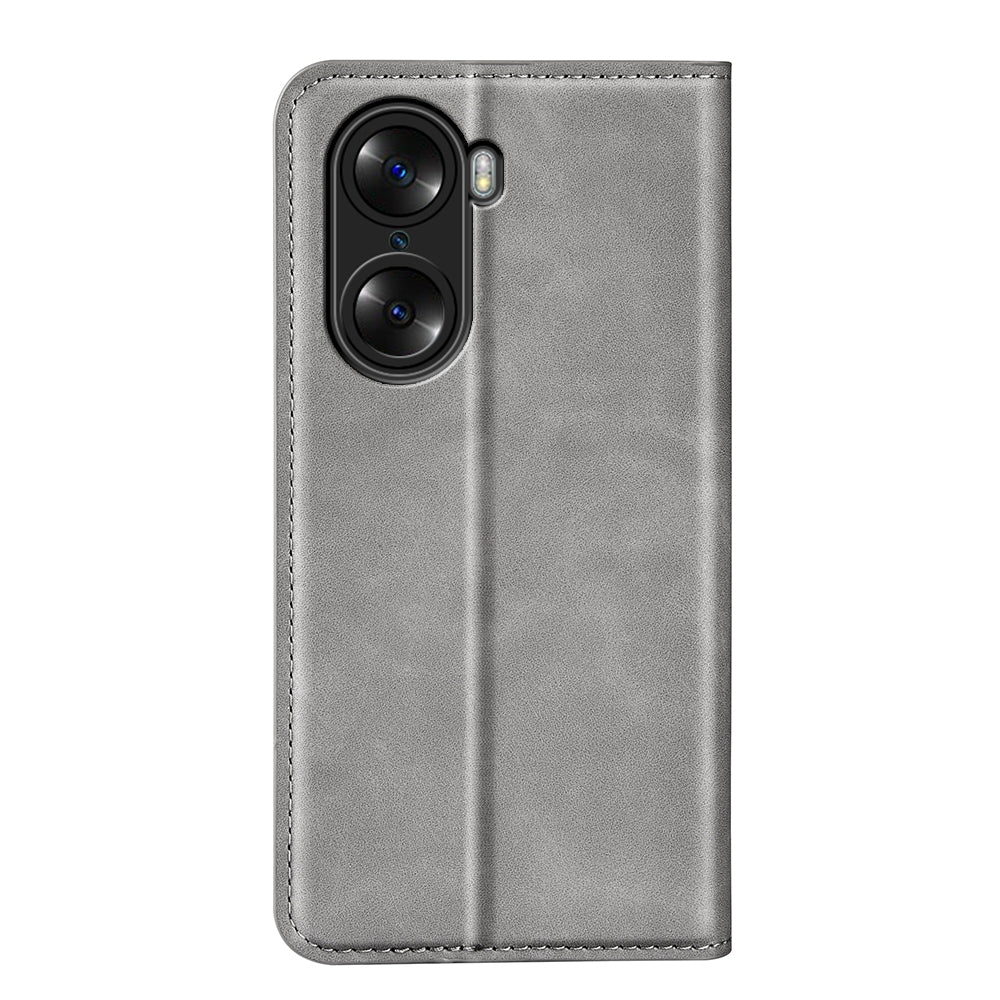 For Honor 60 Skin-touch Feeling PU Leather Flip Wallet Cover Stand Magnetic Adsorption Shockproof Folio Book Case
