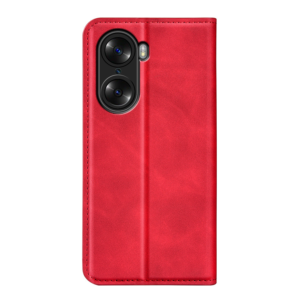 For Honor 60 Skin-touch Feeling PU Leather Flip Wallet Cover Stand Magnetic Adsorption Shockproof Folio Book Case