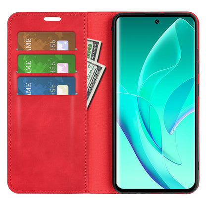 For Honor 60 Skin-touch Feeling PU Leather Flip Wallet Cover Stand Magnetic Adsorption Shockproof Folio Book Case