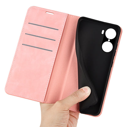 For Honor 60 Skin-touch Feeling PU Leather Flip Wallet Cover Stand Magnetic Adsorption Shockproof Folio Book Case