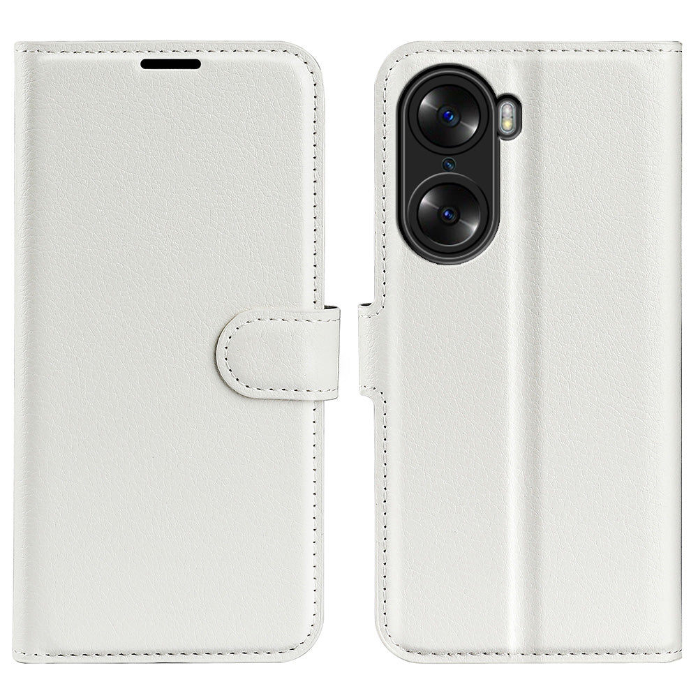 PU Leather Case for Honor 60, Litchi Texture Folding Stand Wallet Flip Cover with Magnetic Clasp