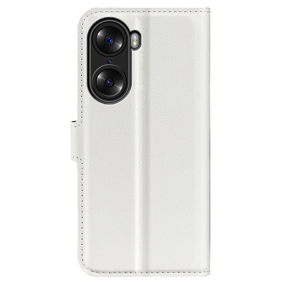 PU Leather Case for Honor 60, Litchi Texture Folding Stand Wallet Flip Cover with Magnetic Clasp