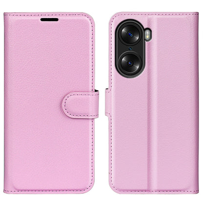 PU Leather Case for Honor 60, Litchi Texture Folding Stand Wallet Flip Cover with Magnetic Clasp