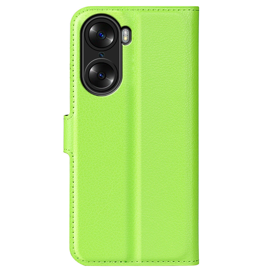 PU Leather Case for Honor 60, Litchi Texture Folding Stand Wallet Flip Cover with Magnetic Clasp