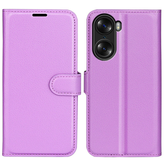 PU Leather Case for Honor 60, Litchi Texture Folding Stand Wallet Flip Cover with Magnetic Clasp