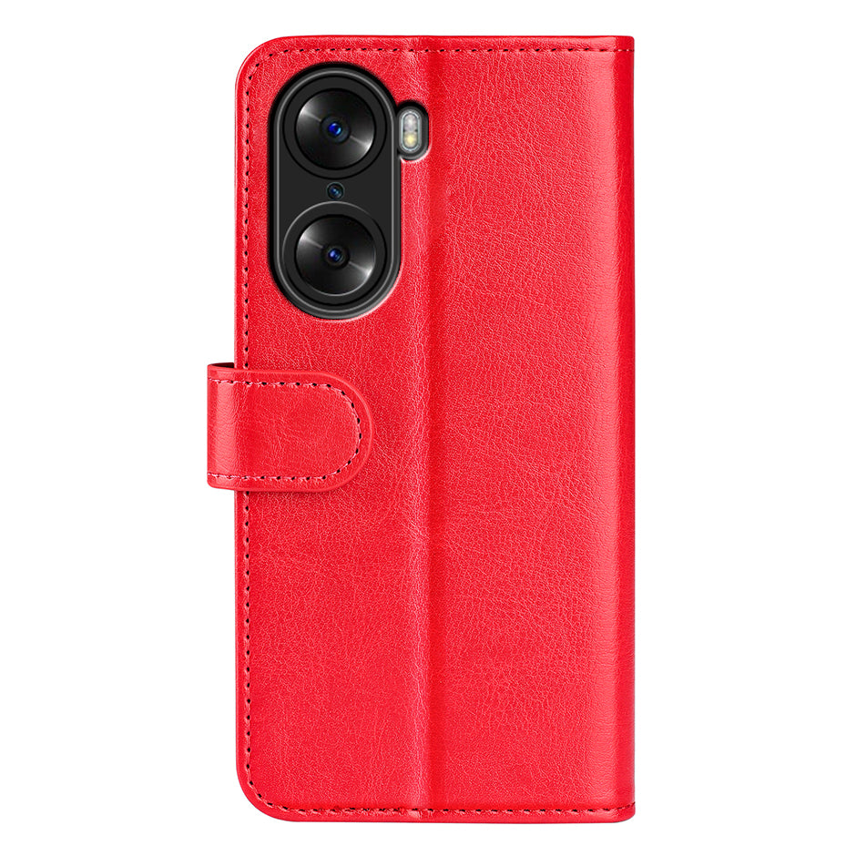 For Honor 60 Wallet Phone Case Magnetic Premium Crazy Horse Texture PU Leather Folio Flip Cover with Folding Stand