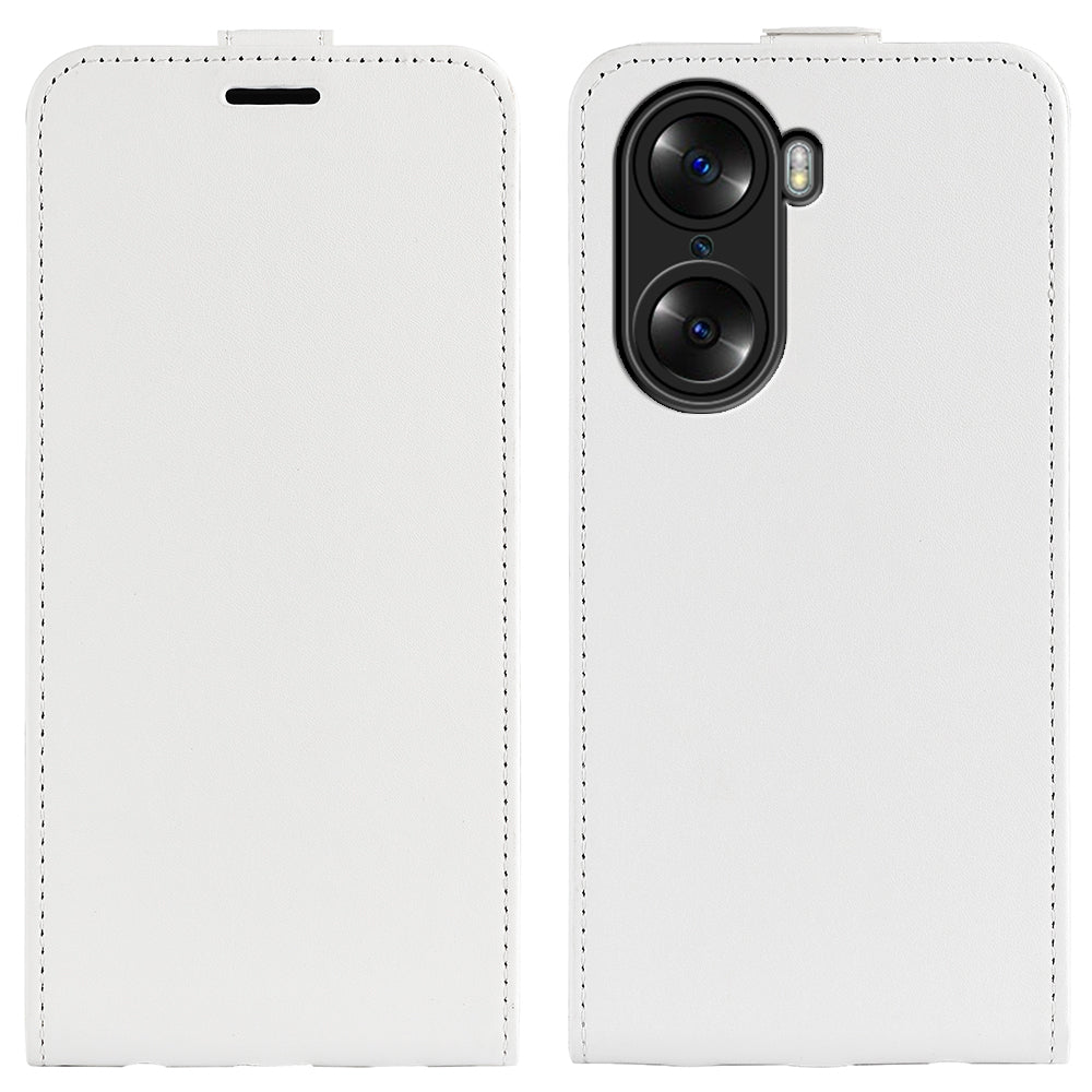 Vertical Flip Folio Phone Case for Honor 60, Crazy Horse Texture PU Leather Protective Cover Shell with Card Holder
