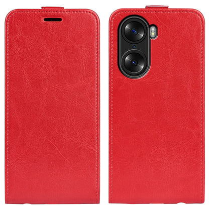 Vertical Flip Folio Phone Case for Honor 60, Crazy Horse Texture PU Leather Protective Cover Shell with Card Holder