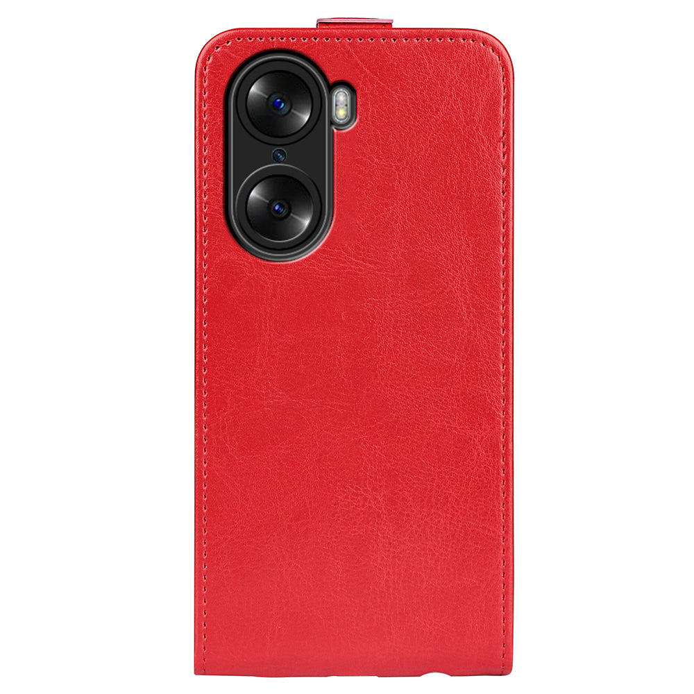 Vertical Flip Folio Phone Case for Honor 60, Crazy Horse Texture PU Leather Protective Cover Shell with Card Holder