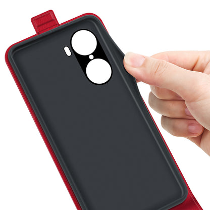 Vertical Flip Folio Phone Case for Honor 60, Crazy Horse Texture PU Leather Protective Cover Shell with Card Holder