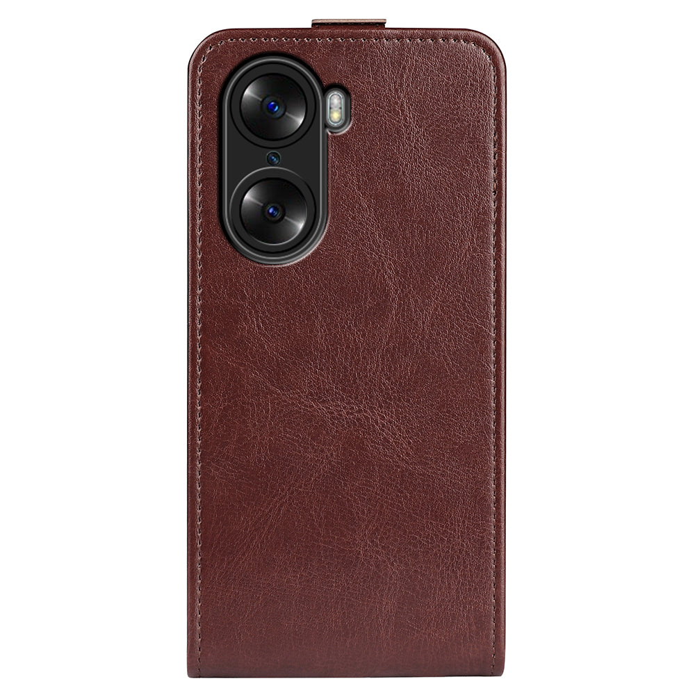Vertical Flip Folio Phone Case for Honor 60, Crazy Horse Texture PU Leather Protective Cover Shell with Card Holder