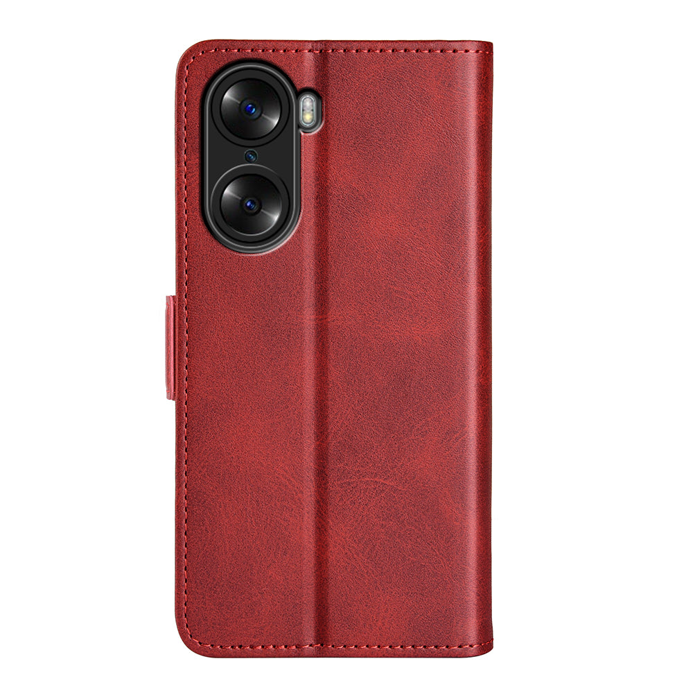 For Honor 60 Textured PU Leather Flip Wallet Case Stand Function Shockproof Protective Case Cover