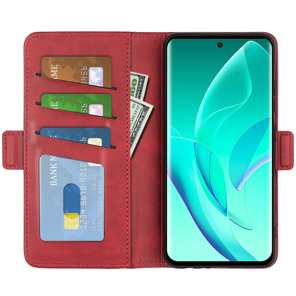 For Honor 60 Textured PU Leather Flip Wallet Case Stand Function Shockproof Protective Case Cover