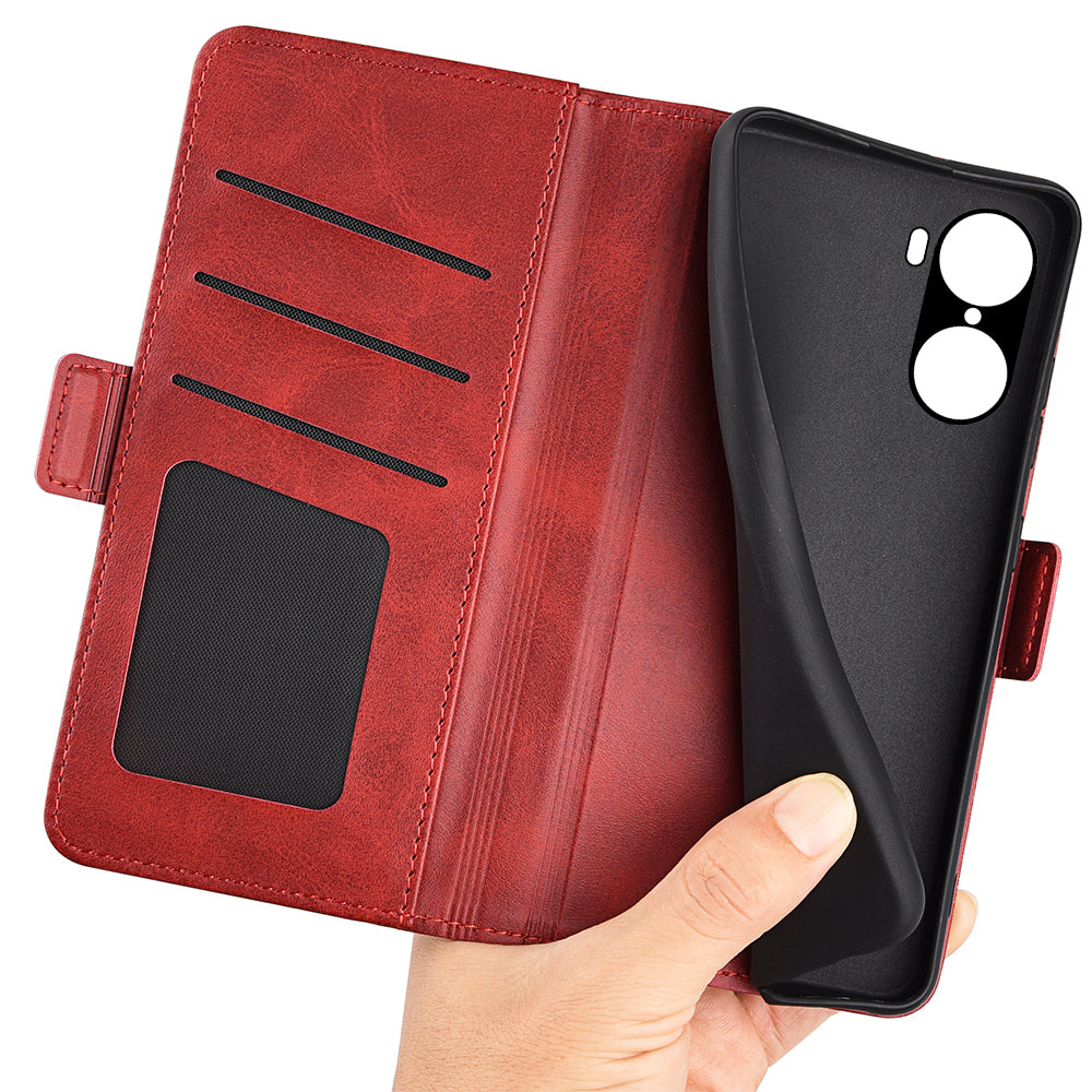 For Honor 60 Textured PU Leather Flip Wallet Case Stand Function Shockproof Protective Case Cover