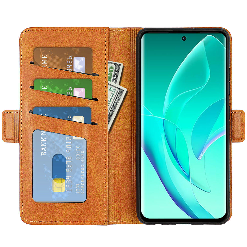 For Honor 60 Textured PU Leather Flip Wallet Case Stand Function Shockproof Protective Case Cover