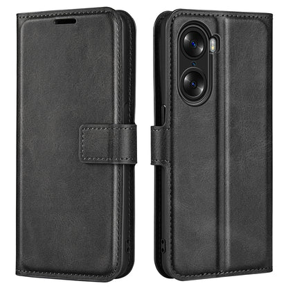For Honor 60 Textured PU Leather TPU Interior Protective Case Stand Folio Flip Wallet Phone Cover