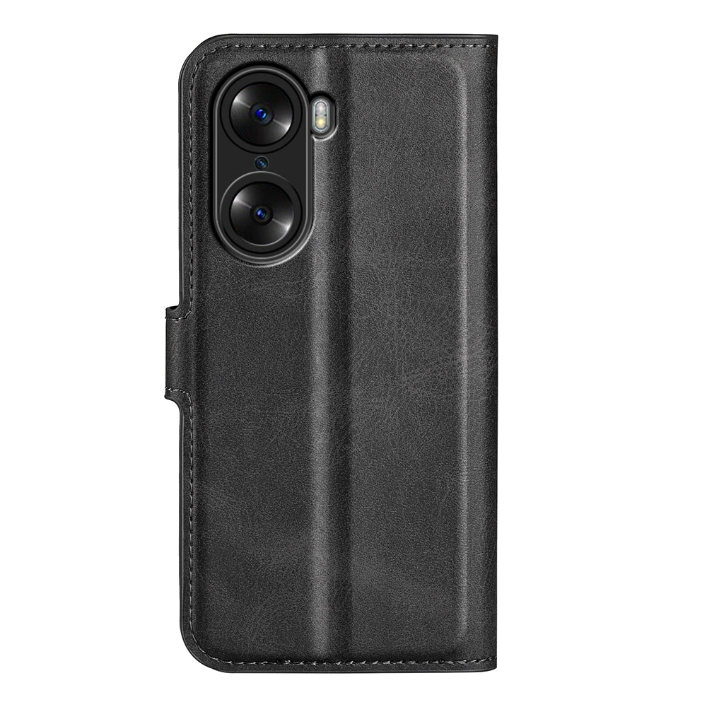 For Honor 60 Textured PU Leather TPU Interior Protective Case Stand Folio Flip Wallet Phone Cover