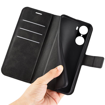 For Honor 60 Textured PU Leather TPU Interior Protective Case Stand Folio Flip Wallet Phone Cover