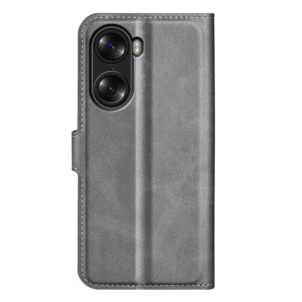 For Honor 60 Textured PU Leather TPU Interior Protective Case Stand Folio Flip Wallet Phone Cover