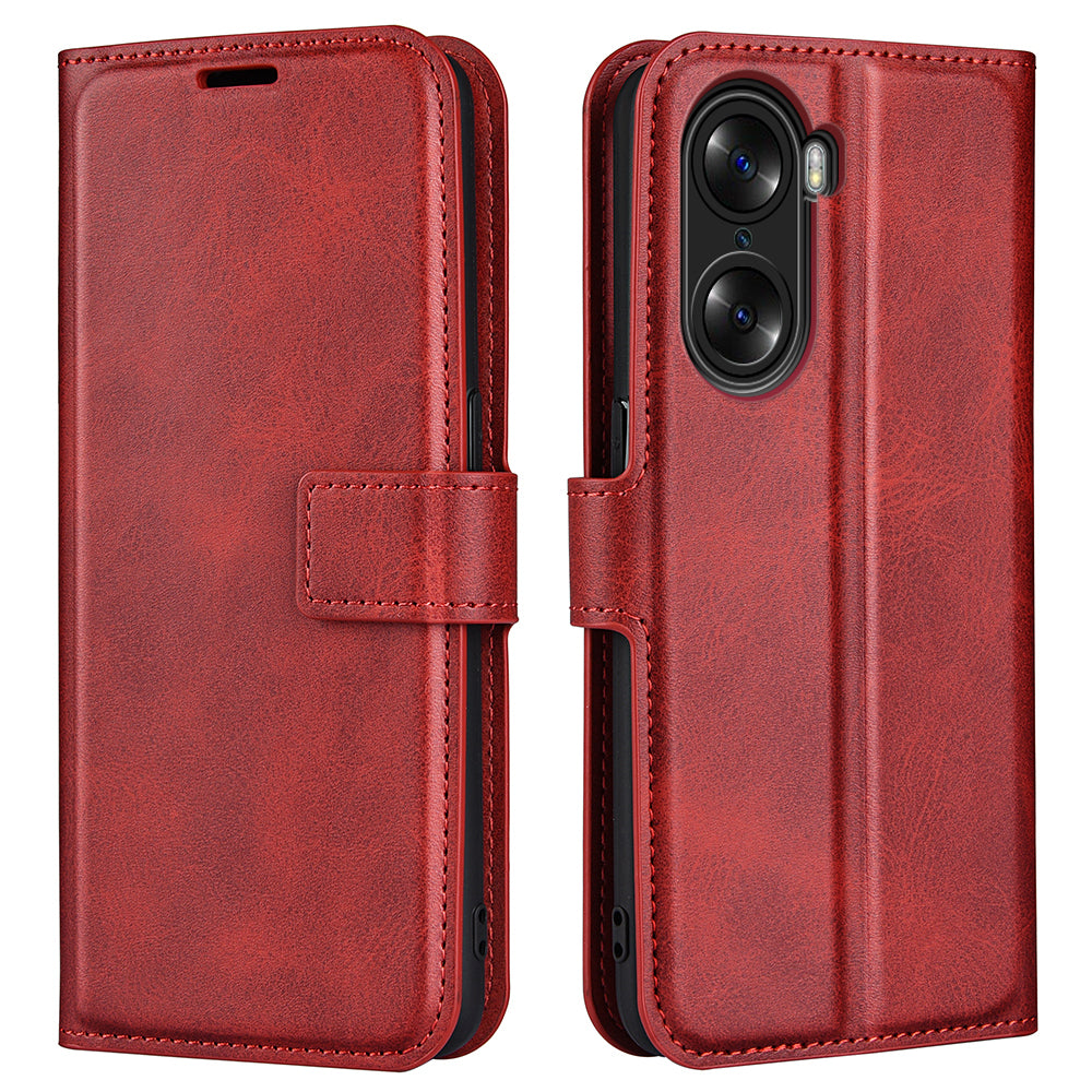 For Honor 60 Textured PU Leather TPU Interior Protective Case Stand Folio Flip Wallet Phone Cover
