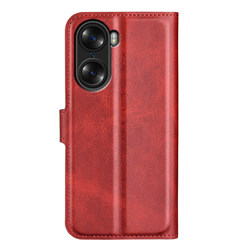 For Honor 60 Textured PU Leather TPU Interior Protective Case Stand Folio Flip Wallet Phone Cover