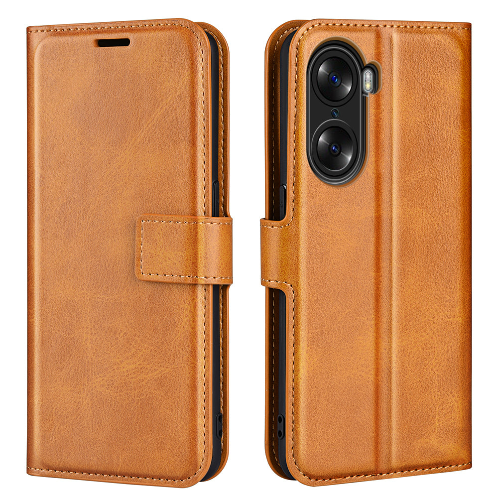 For Honor 60 Textured PU Leather TPU Interior Protective Case Stand Folio Flip Wallet Phone Cover