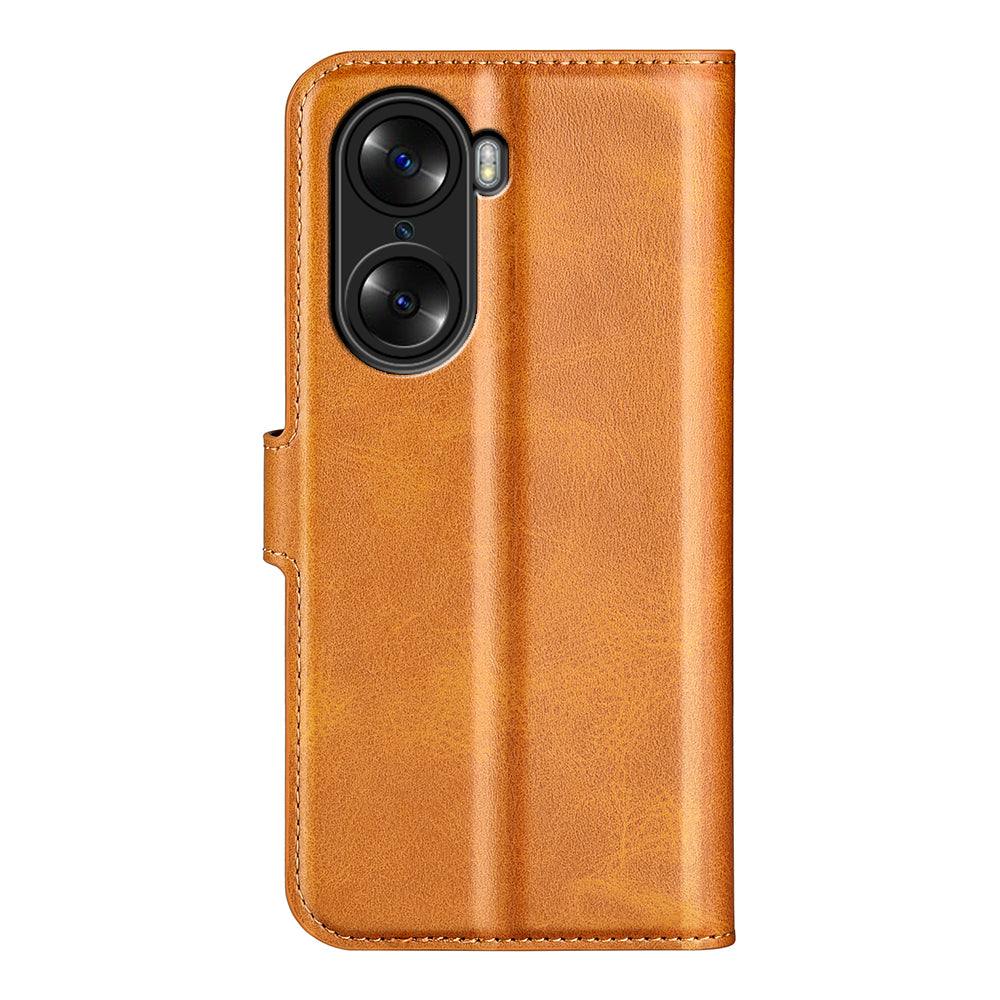 For Honor 60 Textured PU Leather TPU Interior Protective Case Stand Folio Flip Wallet Phone Cover