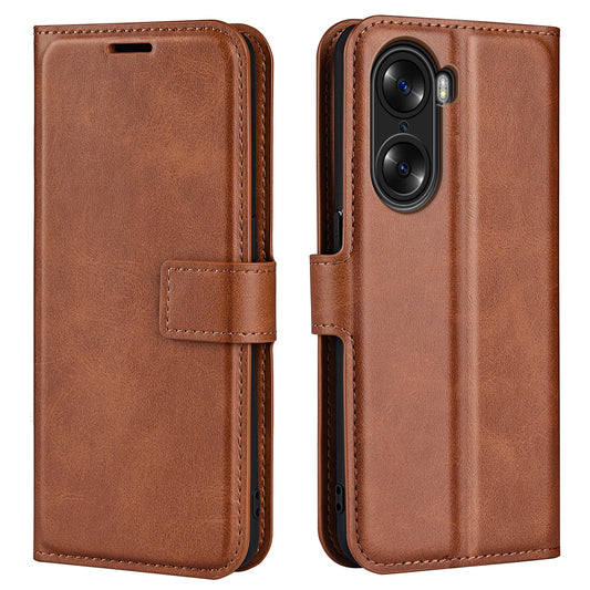 For Honor 60 Textured PU Leather TPU Interior Protective Case Stand Folio Flip Wallet Phone Cover